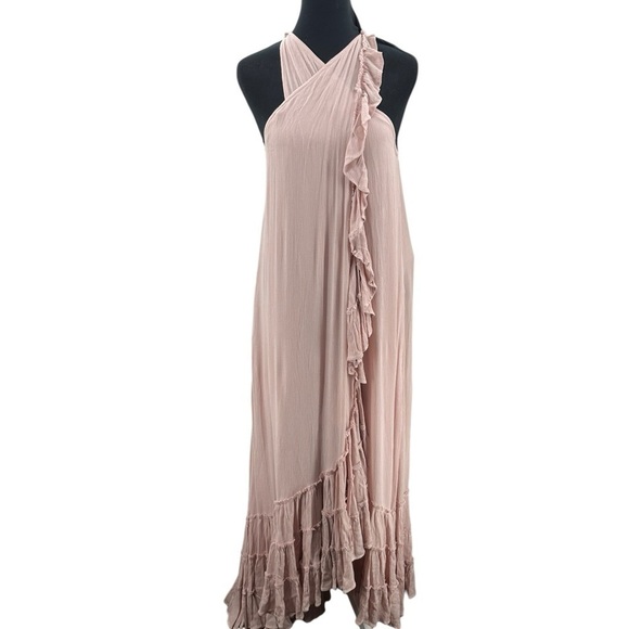 Free People Endless Summer Maxi Wrap Around Halter Dress Size Small Rose Pink - Picture 2 of 5